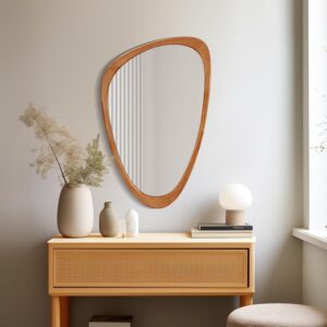 HOMECOOKIN Asymmetrical Mirror Wood, 19.5" x 30.5" Irregular Wall Mirror Wood