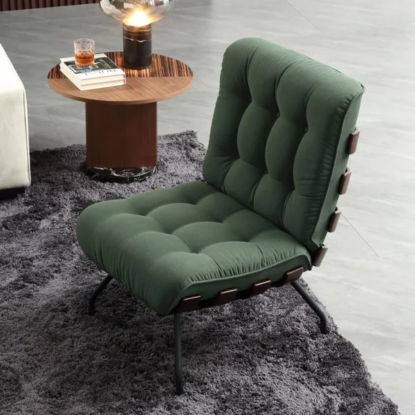 Sohnne Costela Ottoman Replica Chair with curved wooden slats and a plush cushion, providing a stylish and comfortable lounge seating option
