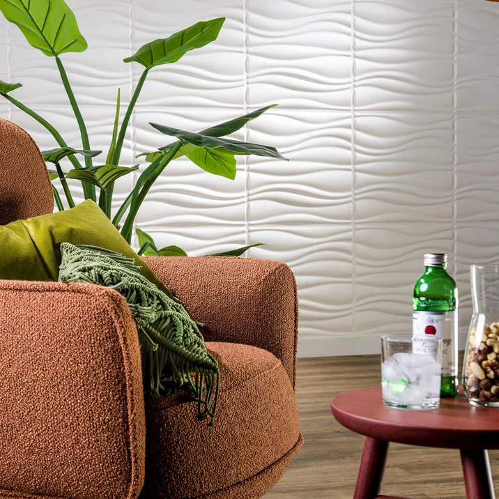 3D Wall Panel | PVC | White Waves