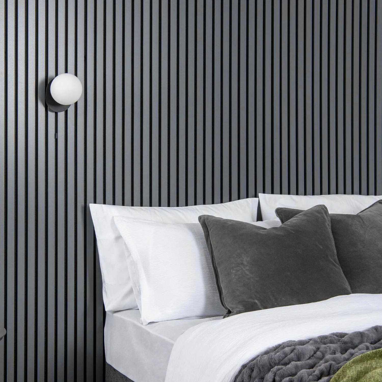 MDF wood wall panel in American Grey slat - stylish and modern design for enhancing interior spaces