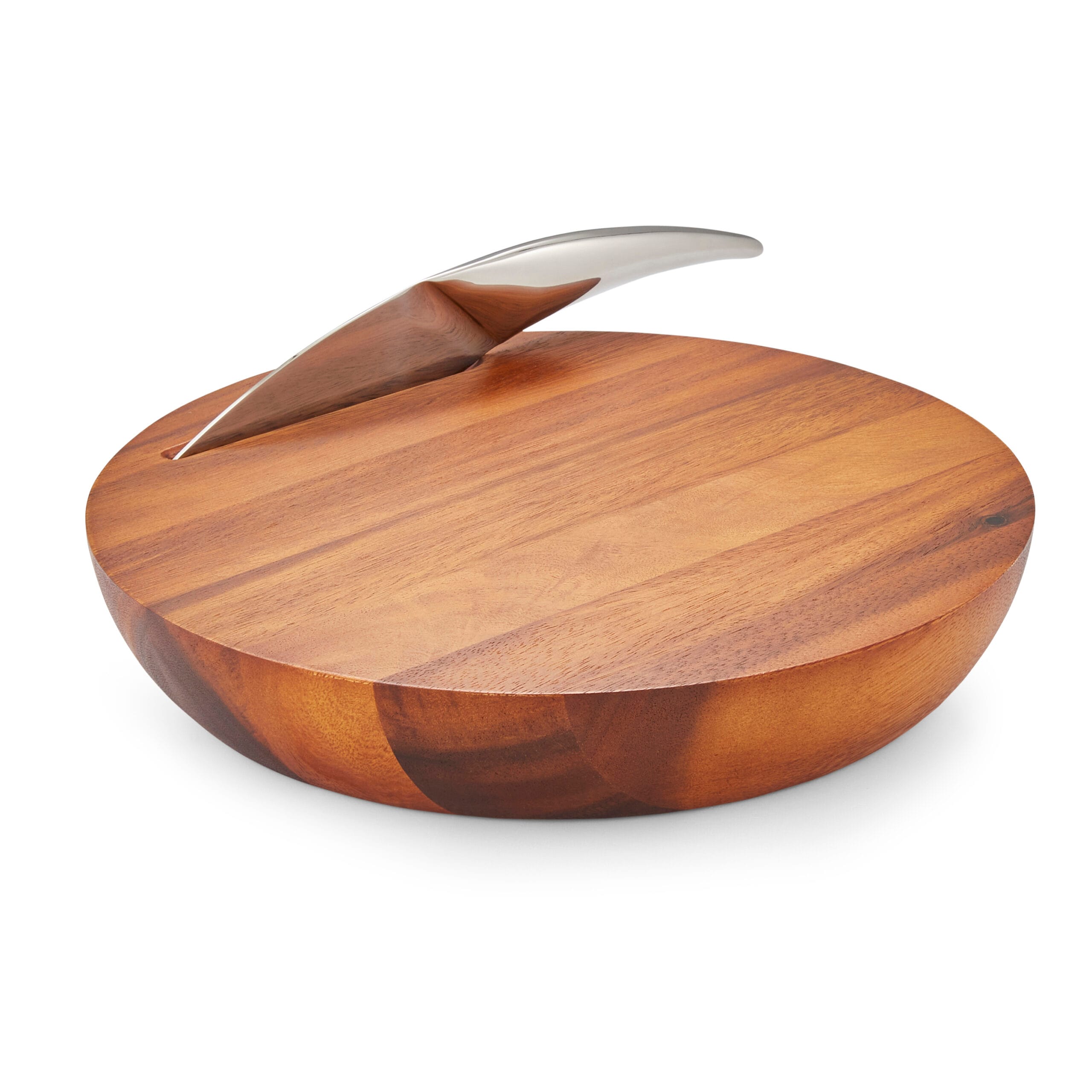 Nambe Harmony Cheese Board with Knife - elegant wood and metal serveware