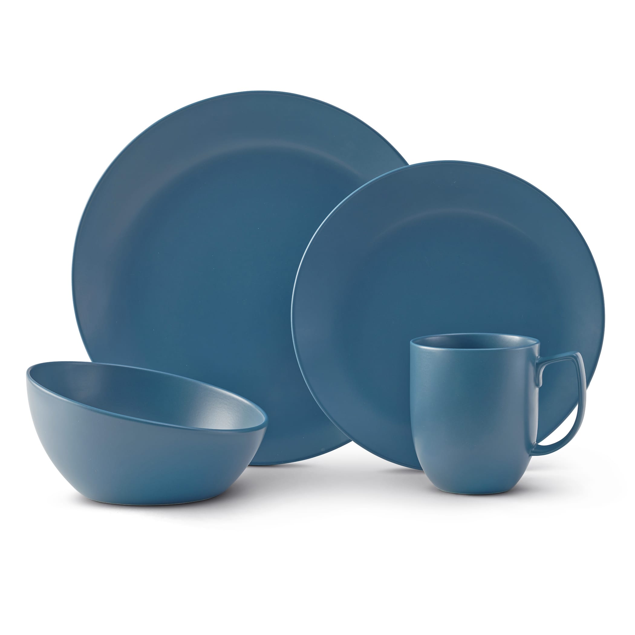 Nambe Orbit 4-Piece Place Setting - Aurora Blue designer dinnerware