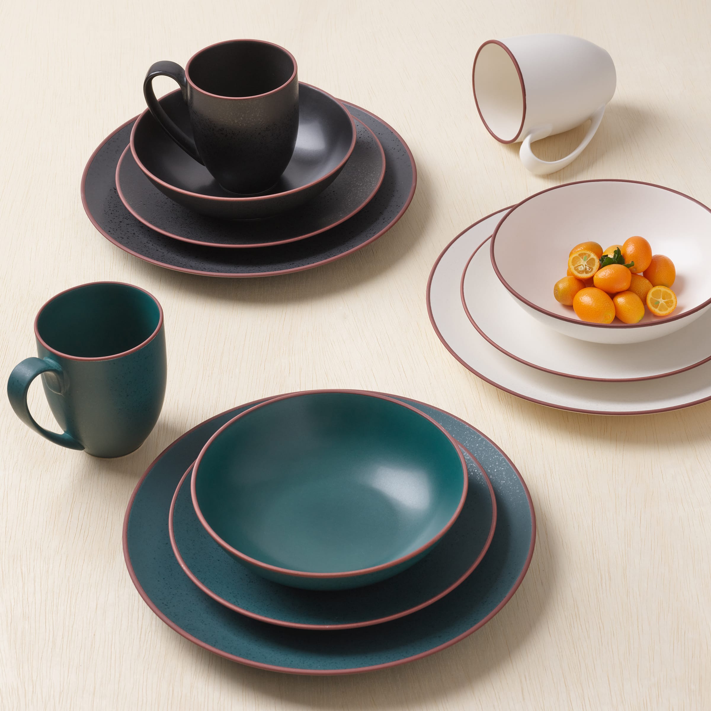 Nambe Taos 4-Piece Place Setting - Jade green dinnerware set