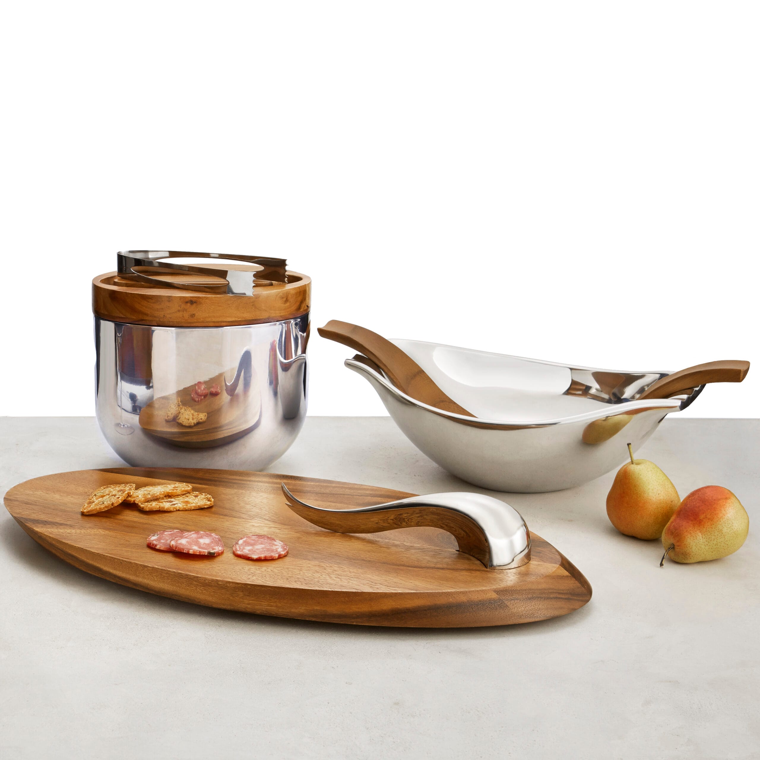 Nambe Swoop Cheese Board with Knife - modern serveware design