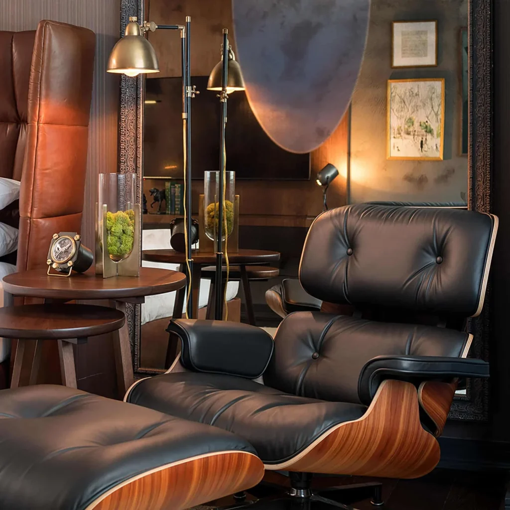 Mid-century lounge chair and ottoman set