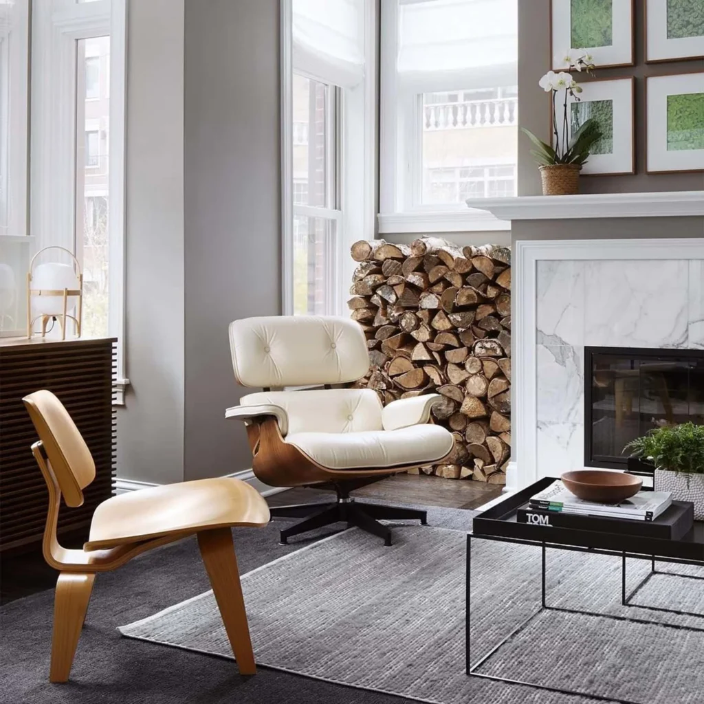 Classic Eames-style lounge chair replica